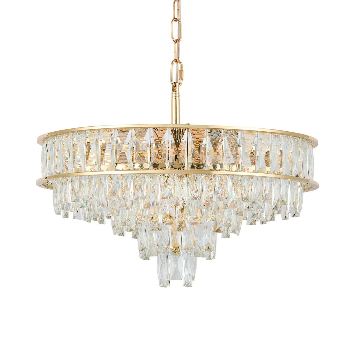 Vivienne 7 Light Pendant or Semi Flush in French Gold & Clear Crystal