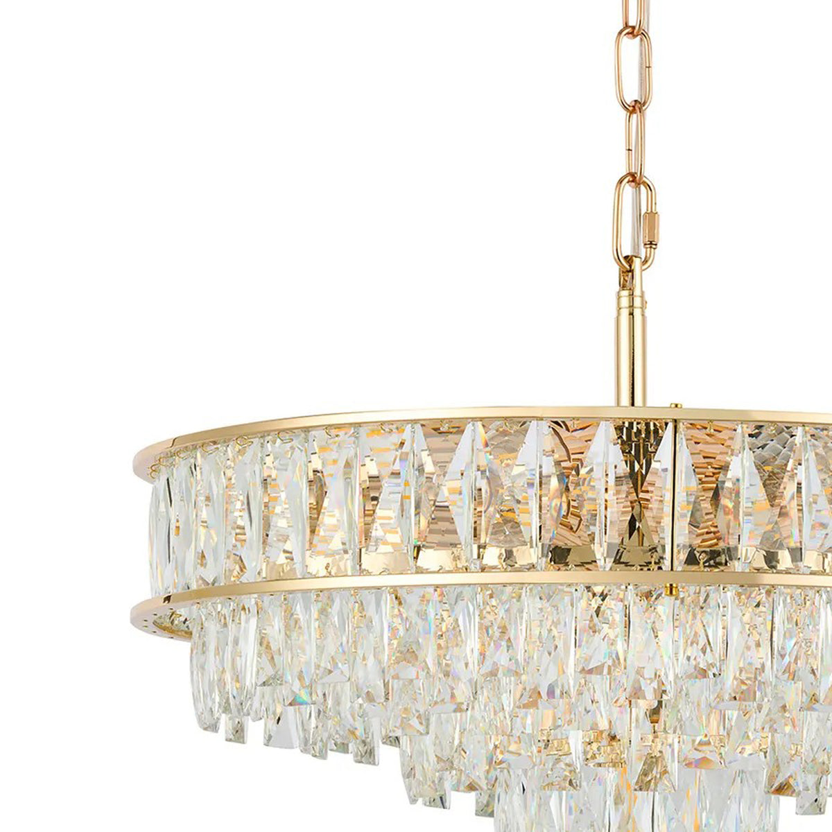Vivienne 7 Light Pendant or Semi Flush in French Gold & Clear Crystal