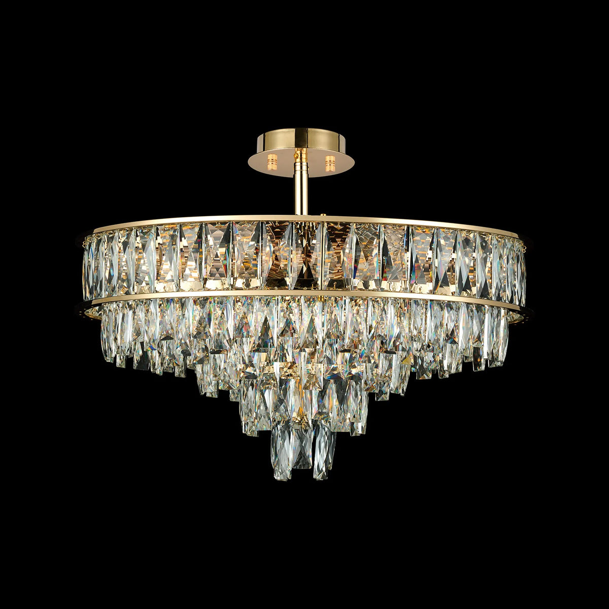 Vivienne 7 Light Pendant or Semi Flush in French Gold & Clear Crystal