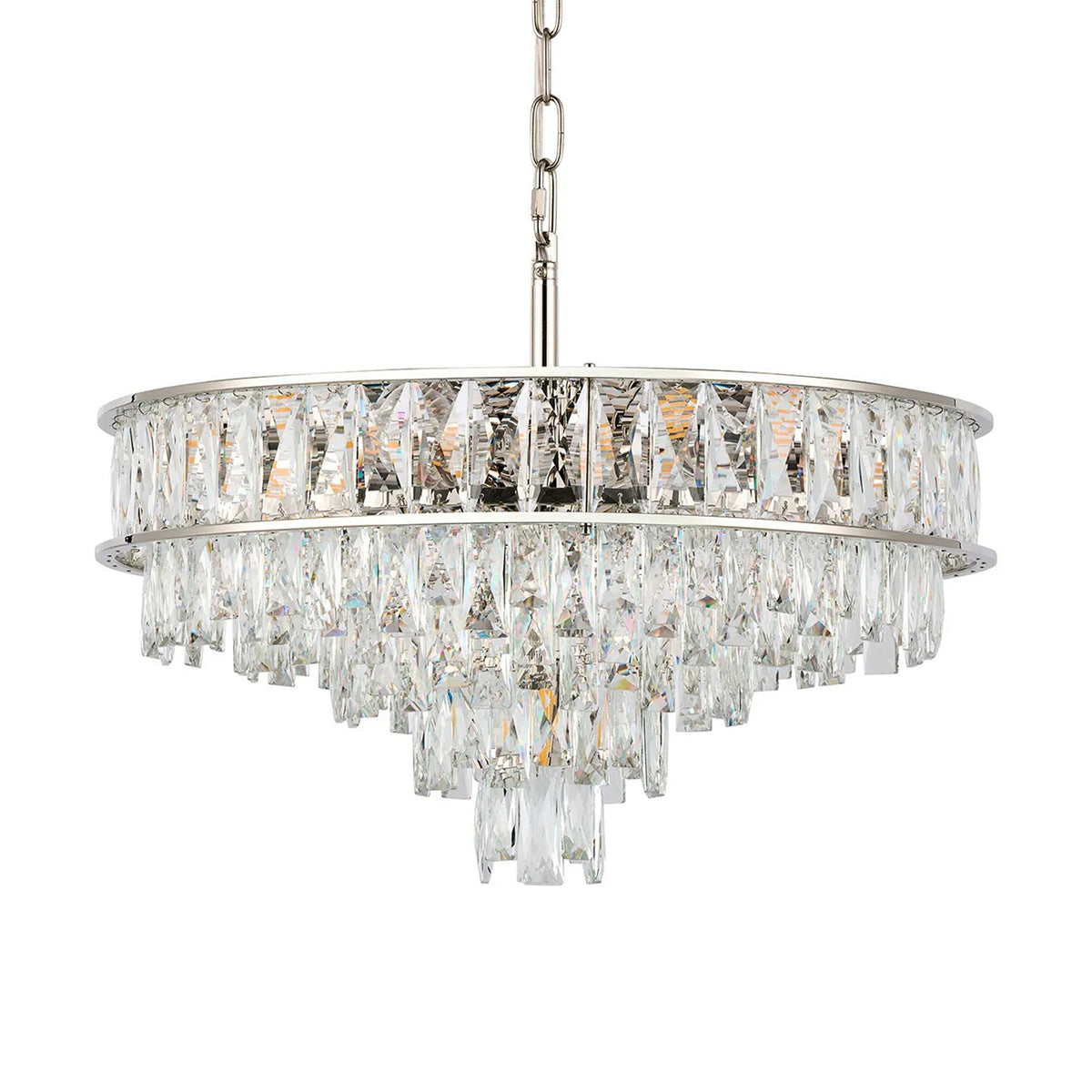 Vivienne 7 Light Pendant or Semi Flush in Polished Nickel & Clear Crystal