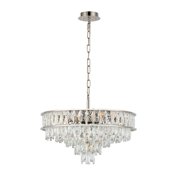 Vivienne 7 Light Pendant or Semi Flush in Polished Nickel & Clear Crystal