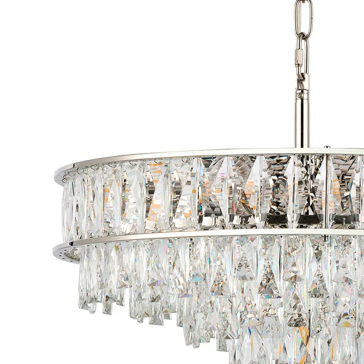 Vivienne 7 Light Pendant or Semi Flush in Polished Nickel & Clear Crystal