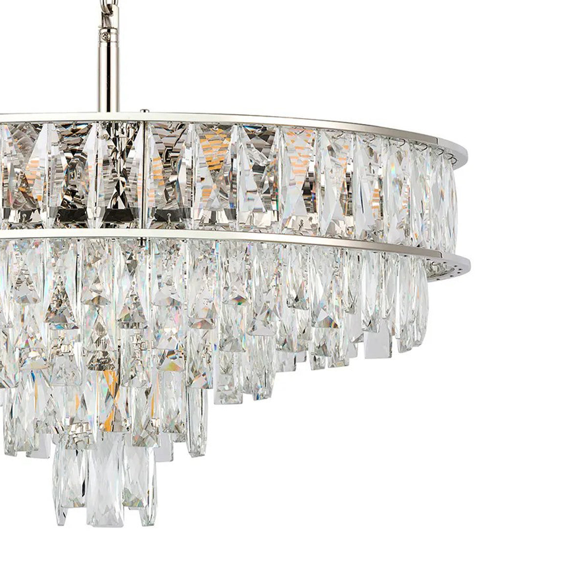 Vivienne 7 Light Pendant or Semi Flush in Polished Nickel & Clear Crystal