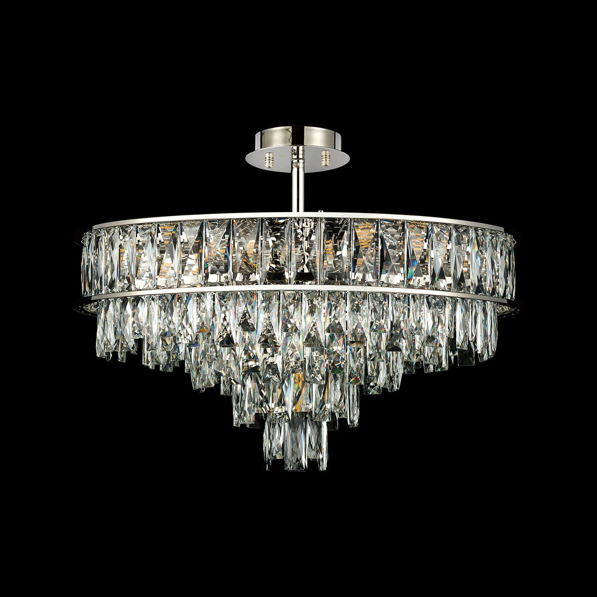 Vivienne 7 Light Pendant or Semi Flush in Polished Nickel & Clear Crystal