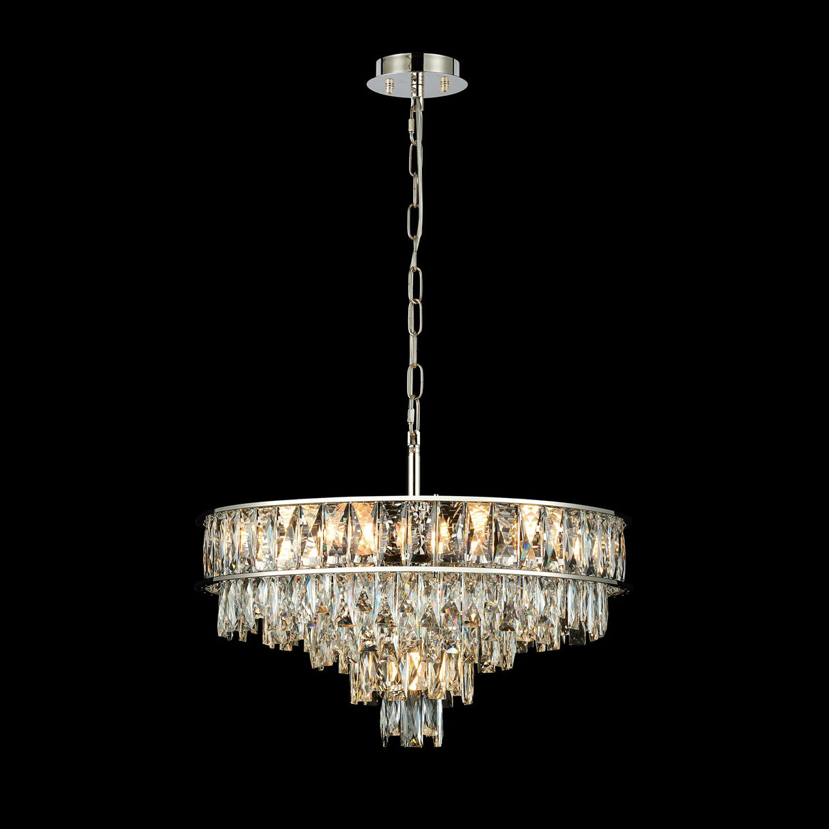 Vivienne 7 Light Pendant or Semi Flush in Polished Nickel & Clear Crystal