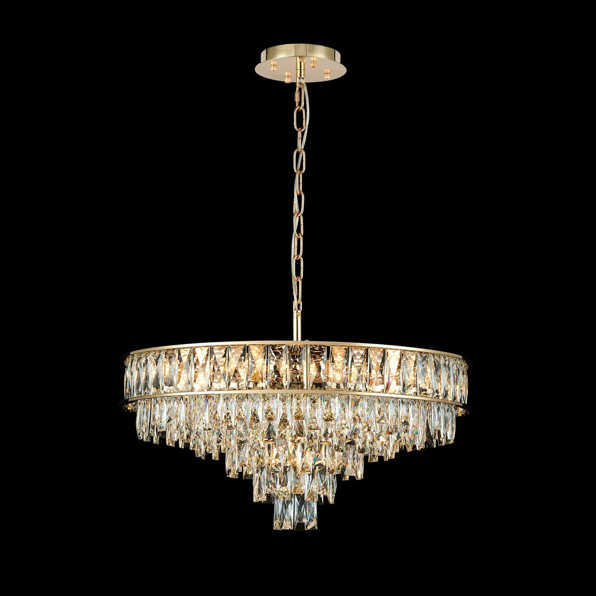 Vivienne 9 Light Pendant or Semi Flush in French Gold & Clear Crystal