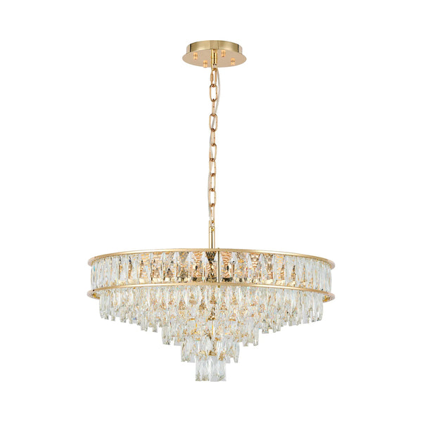 Vivienne 9 Light Pendant or Semi Flush in French Gold & Clear Crystal