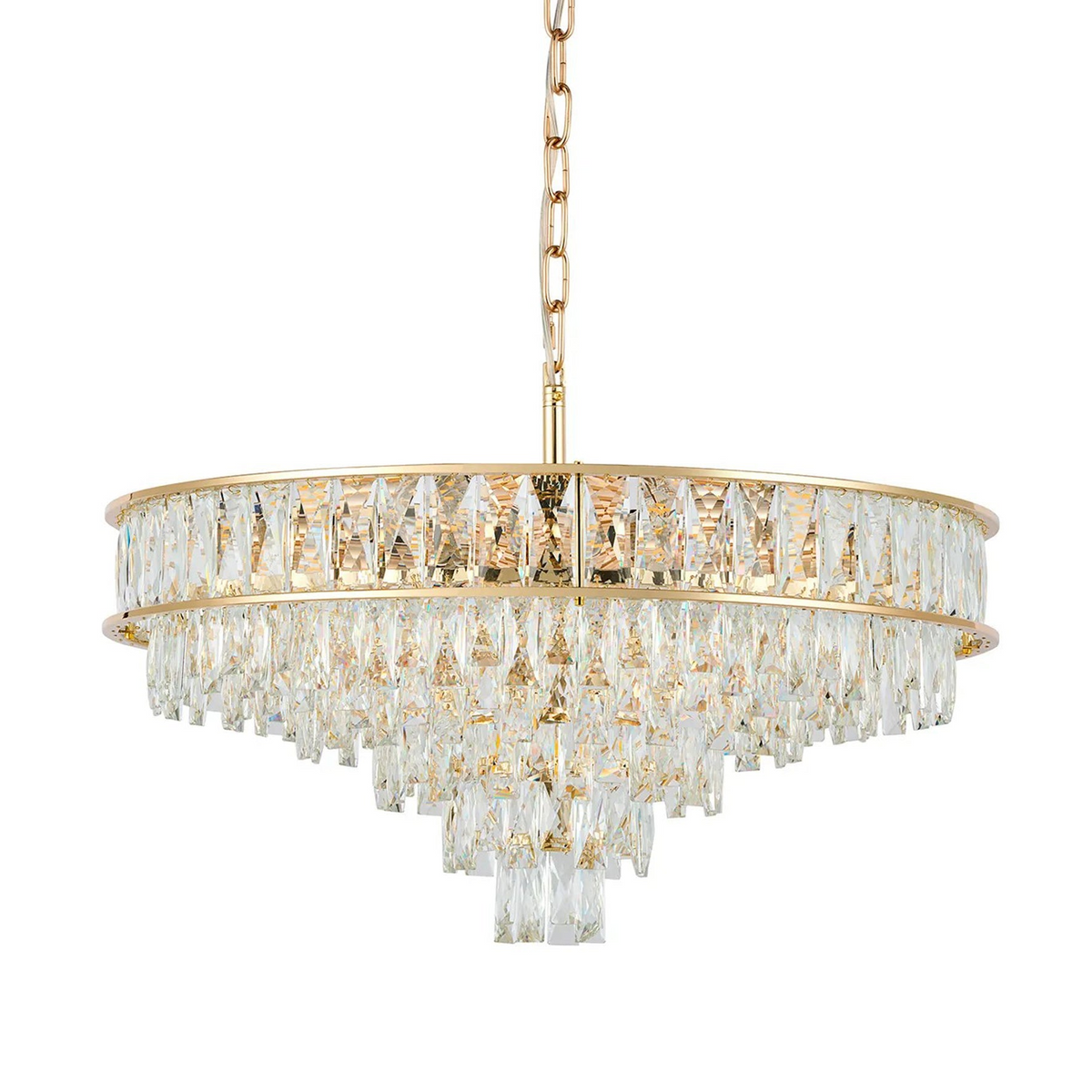 Vivienne 9 Light Pendant or Semi Flush in French Gold & Clear Crystal