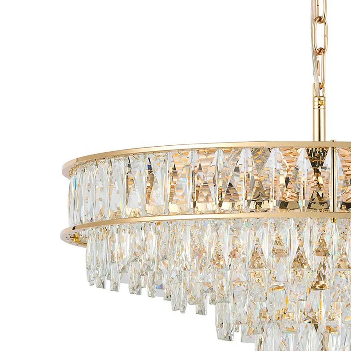 Vivienne 9 Light Pendant or Semi Flush in French Gold & Clear Crystal