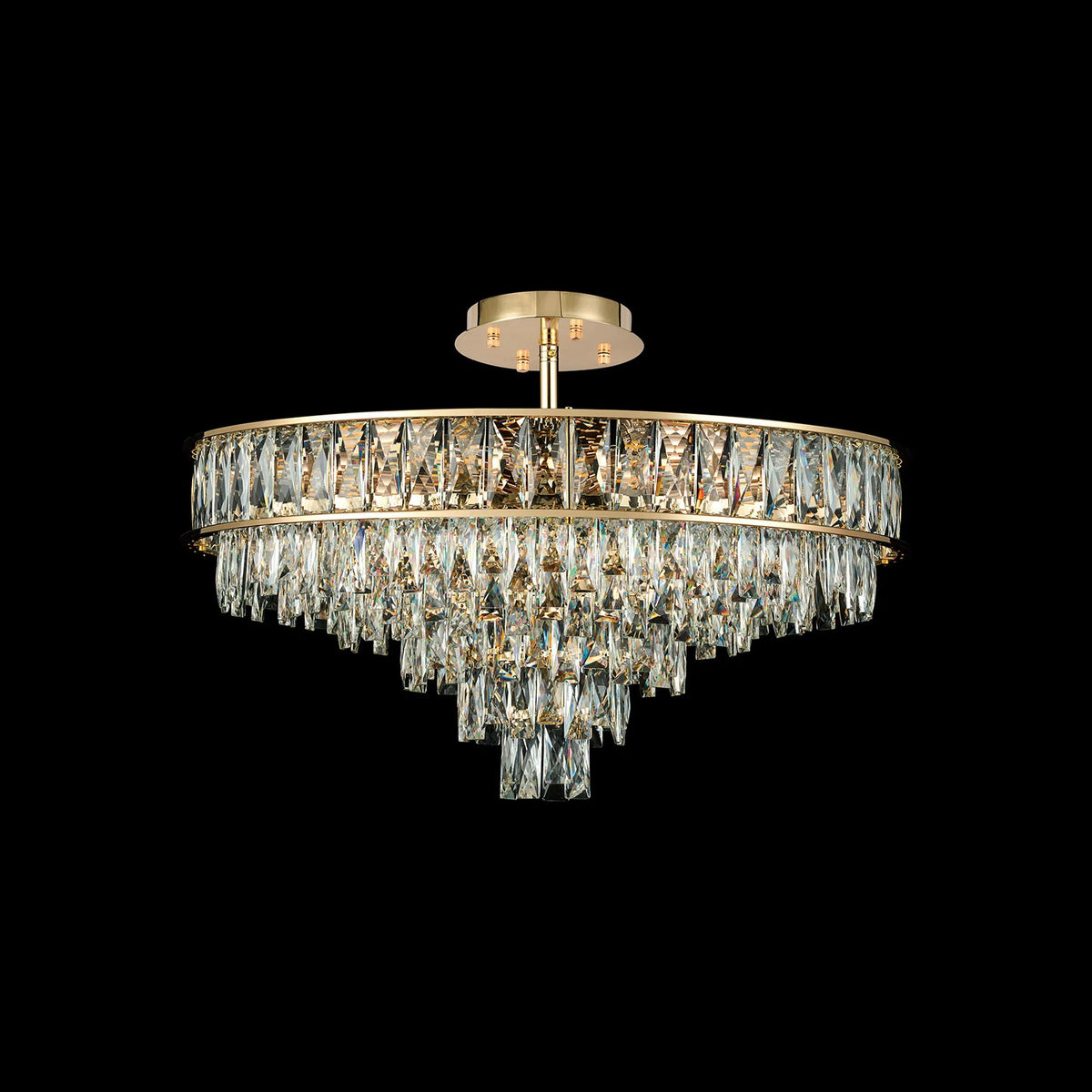Vivienne 9 Light Pendant or Semi Flush in French Gold & Clear Crystal