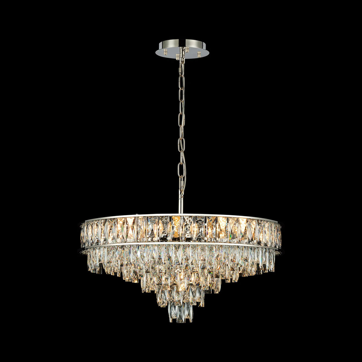 Vivienne 9 Light Pendant or Semi Flush in Polished Nickel & Clear Crystal