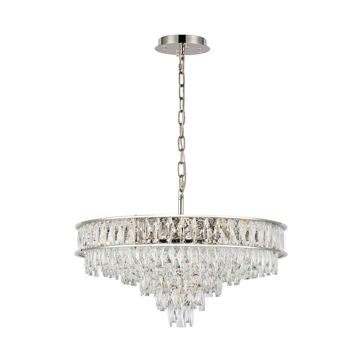 Vivienne 9 Light Pendant or Semi Flush in Polished Nickel & Clear Crystal