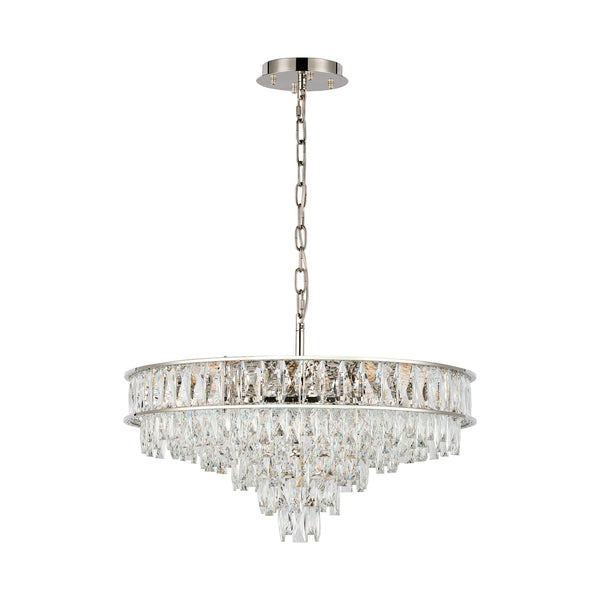 Vivienne 9 Light Pendant or Semi Flush in Polished Nickel & Clear Crystal