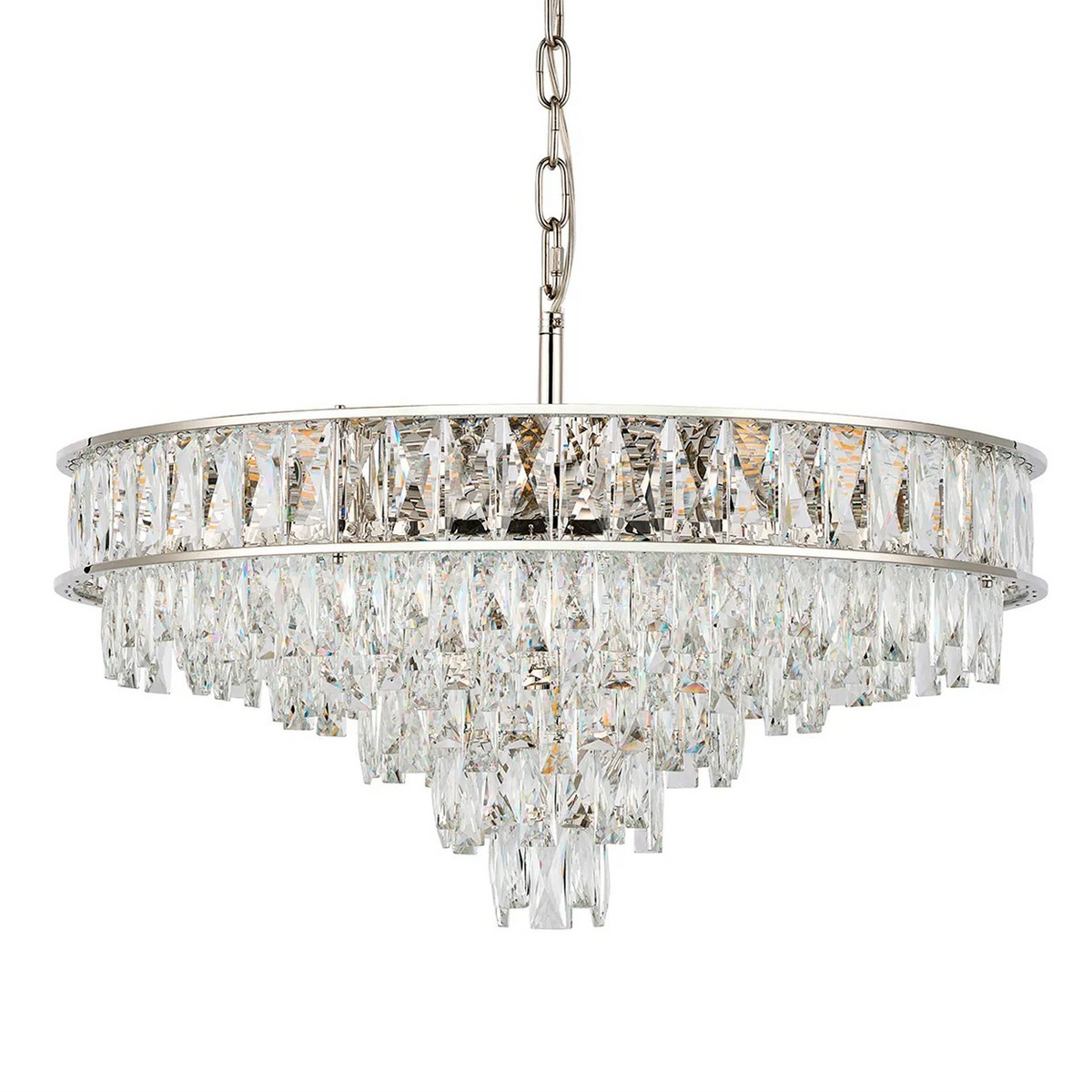 Vivienne 9 Light Pendant or Semi Flush in Polished Nickel & Clear Crystal