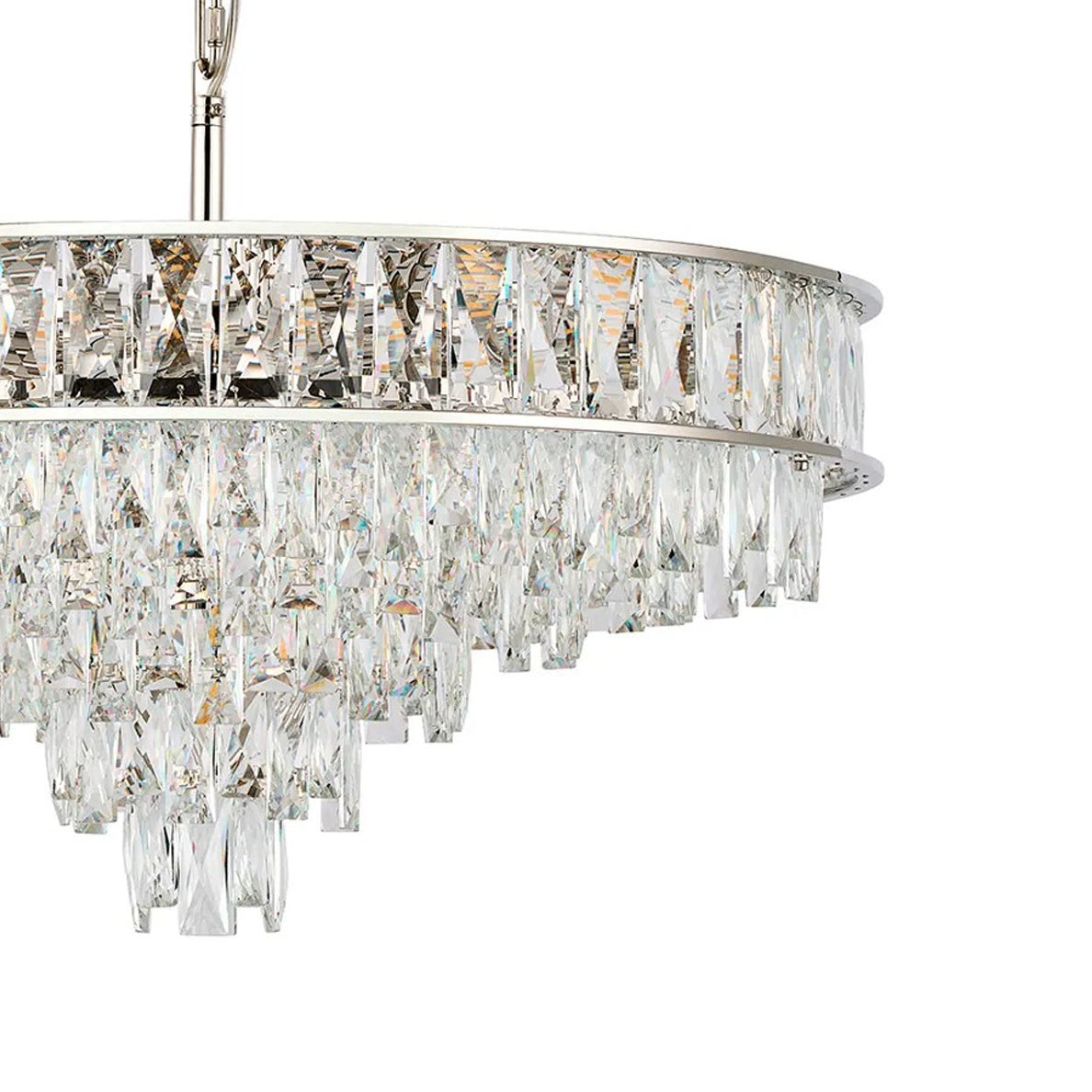 Vivienne 9 Light Pendant or Semi Flush in Polished Nickel & Clear Crystal