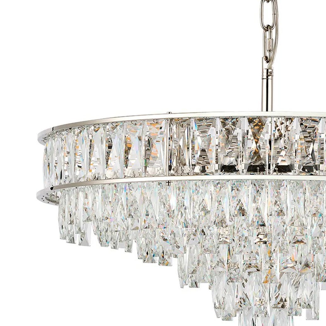 Vivienne 9 Light Pendant or Semi Flush in Polished Nickel & Clear Crystal