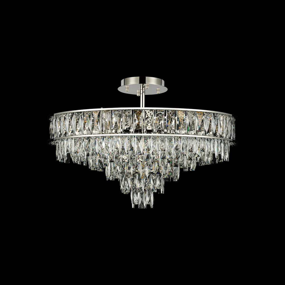 Vivienne 9 Light Pendant or Semi Flush in Polished Nickel & Clear Crystal