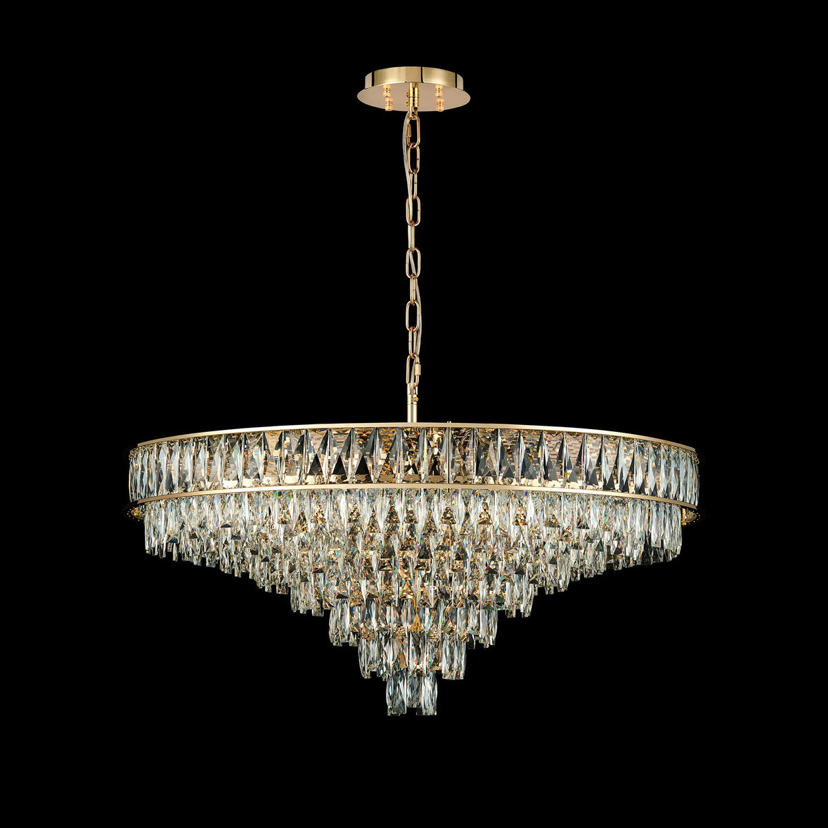 Vivienne 13 Light Pendant or Semi Flush in French Gold & Clear Crystal