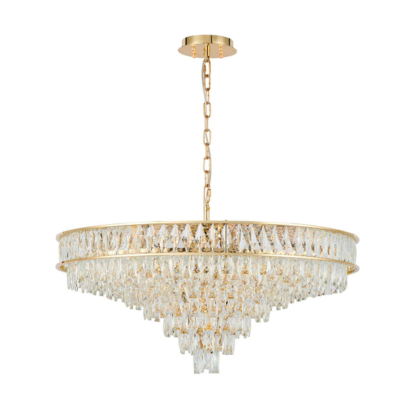 Vivienne 13 Light Pendant or Semi Flush in French Gold & Clear Crystal