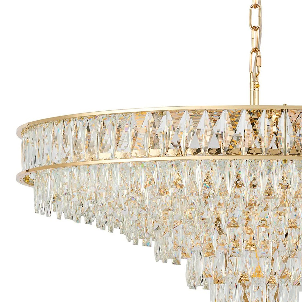 Vivienne 13 Light Pendant or Semi Flush in French Gold & Clear Crystal