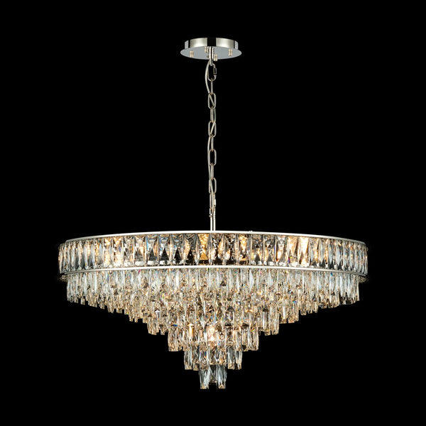 Vivienne 13 Light Pendant or Semi Flush in Polished Nickel & Clear Crystal