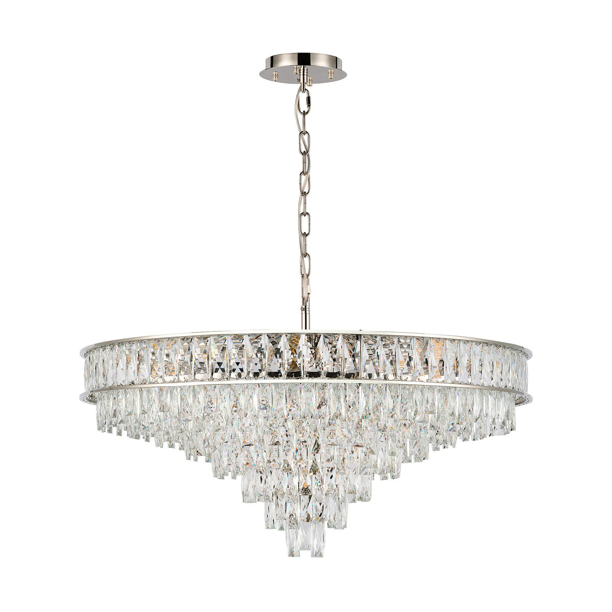 Vivienne 13 Light Pendant or Semi Flush in Polished Nickel & Clear Crystal