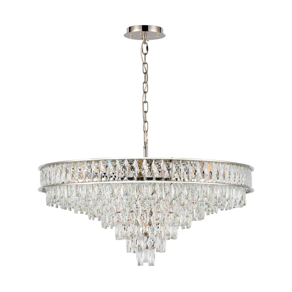 Vivienne 13 Light Pendant or Semi Flush in Polished Nickel & Clear Crystal