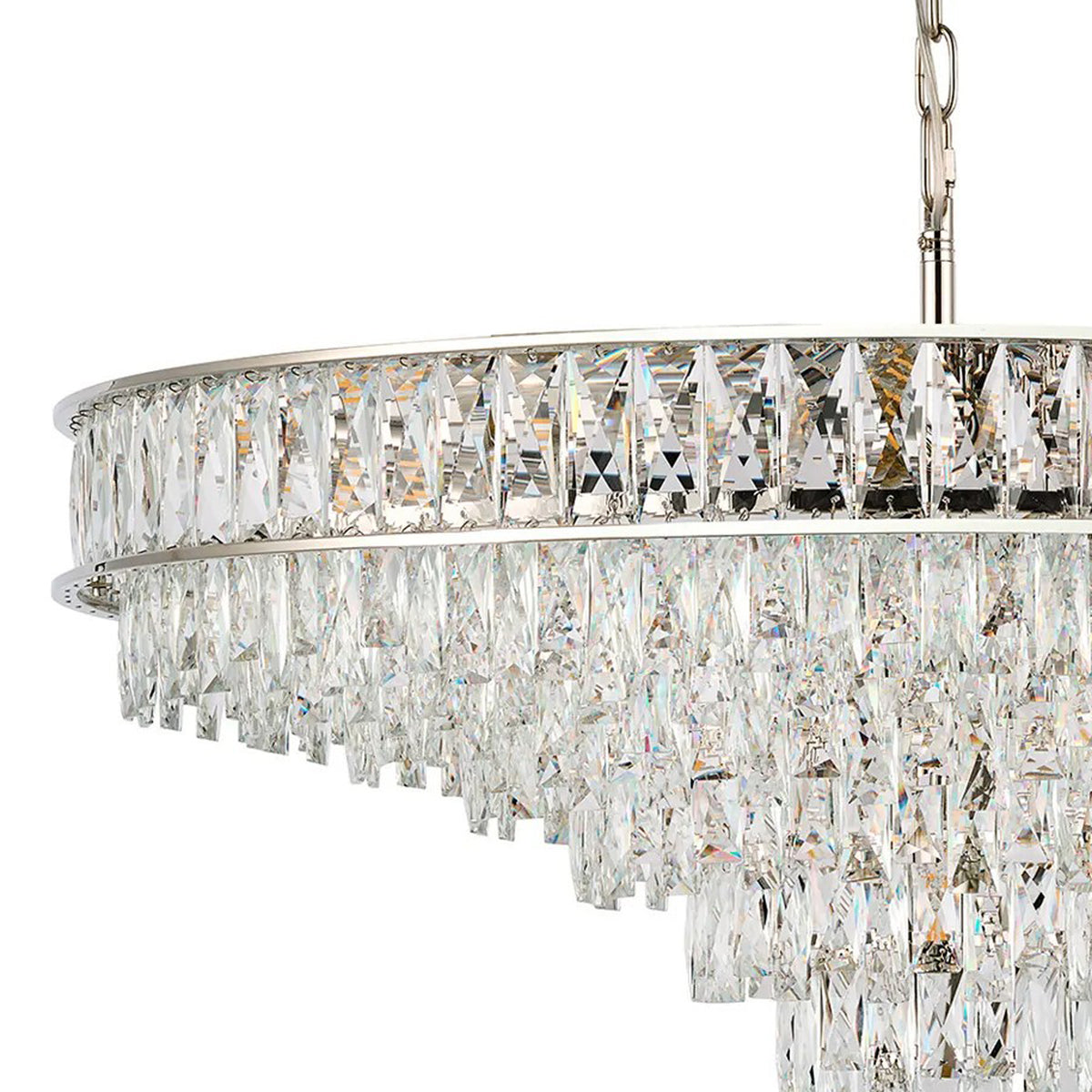 Vivienne 13 Light Pendant or Semi Flush in Polished Nickel & Clear Crystal