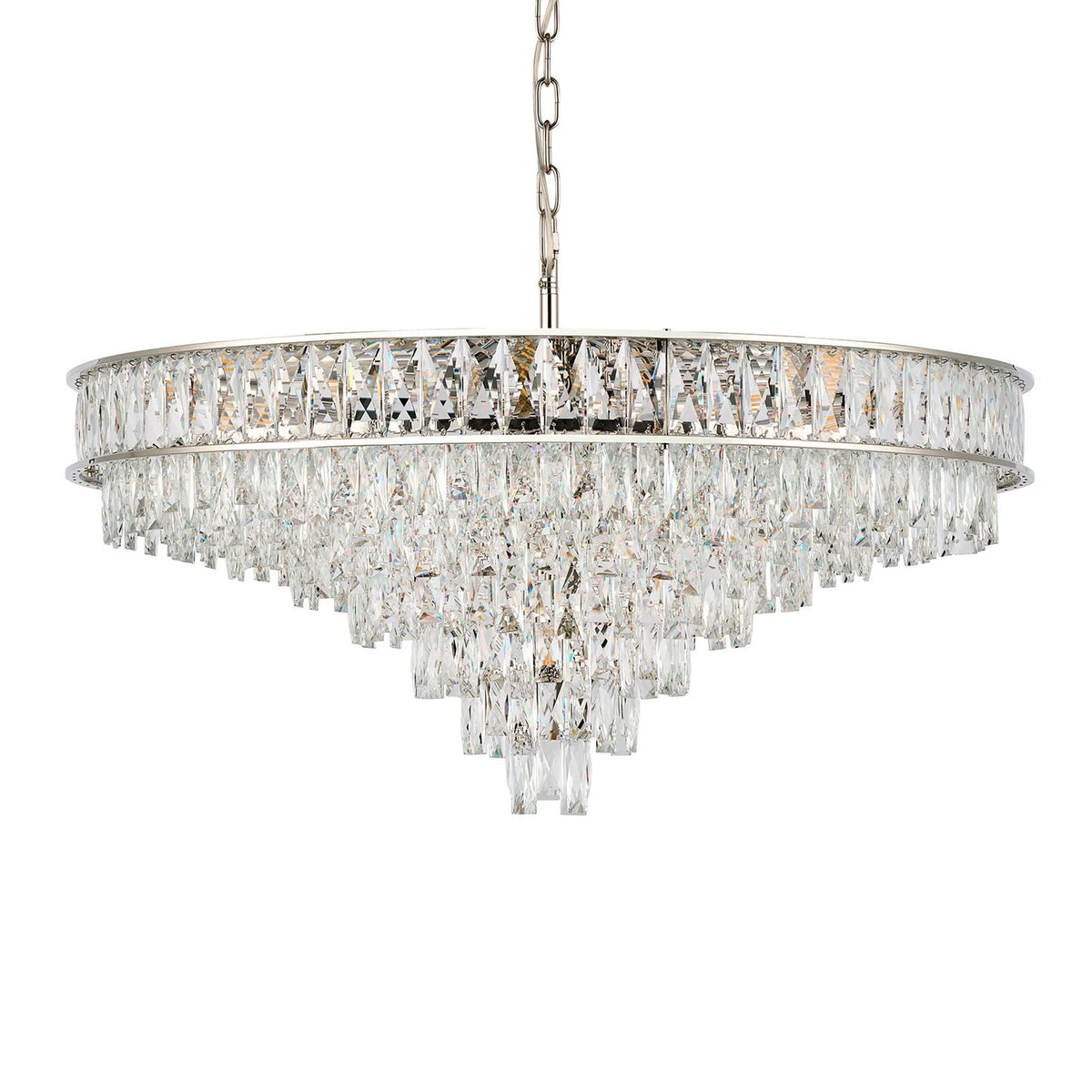 Vivienne 13 Light Pendant or Semi Flush in Polished Nickel & Clear Crystal