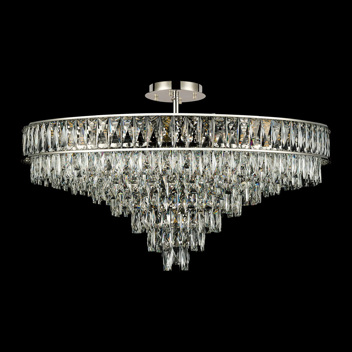 Vivienne 13 Light Pendant or Semi Flush in Polished Nickel & Clear Crystal